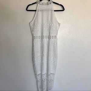 CBR white crochet high neck dress
